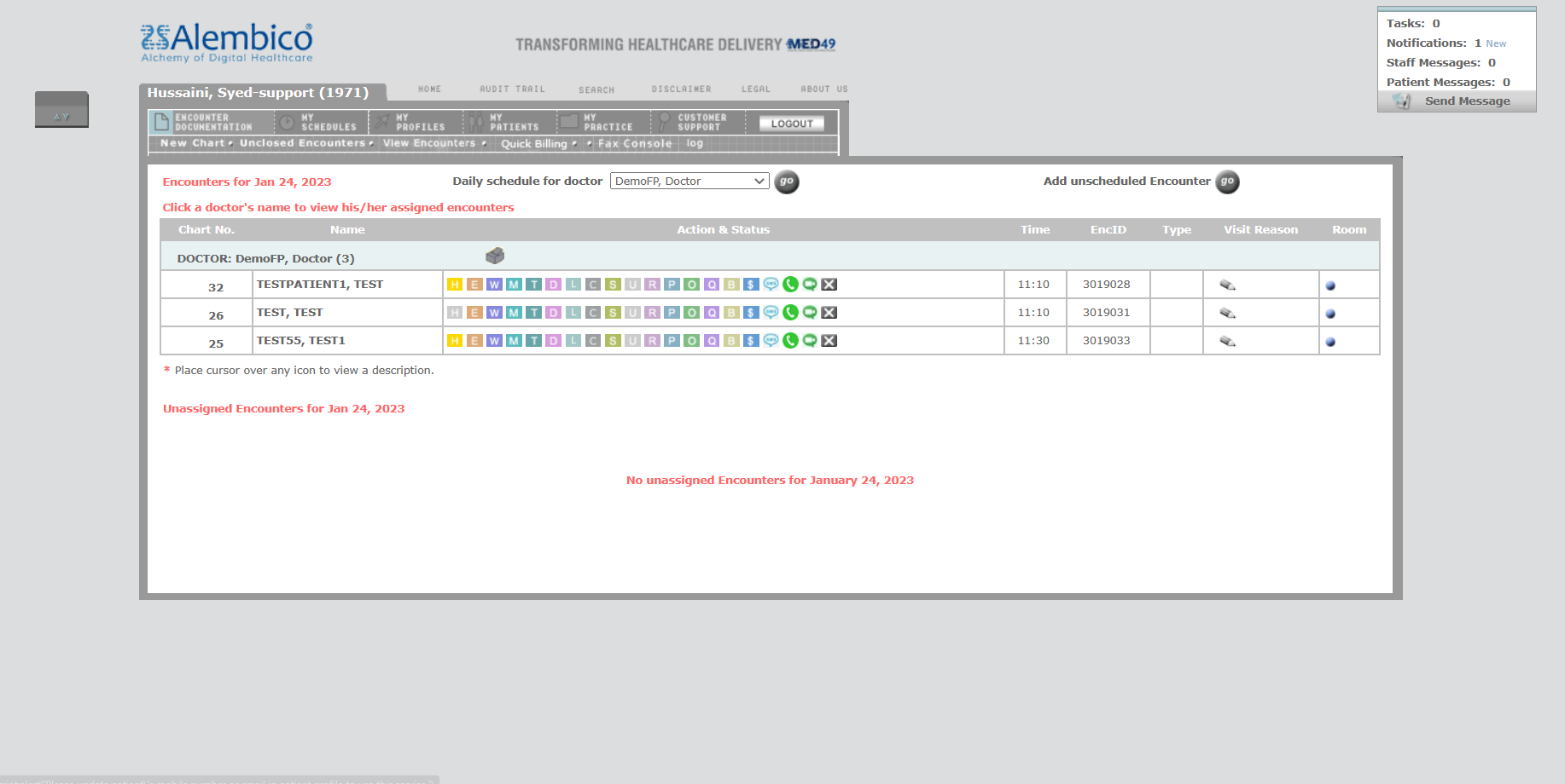 screenshot of Alembico EMR